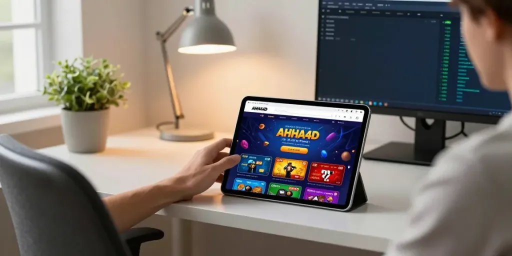 Engaging with the AHHA4D online betting platform in a cozy home office setting.