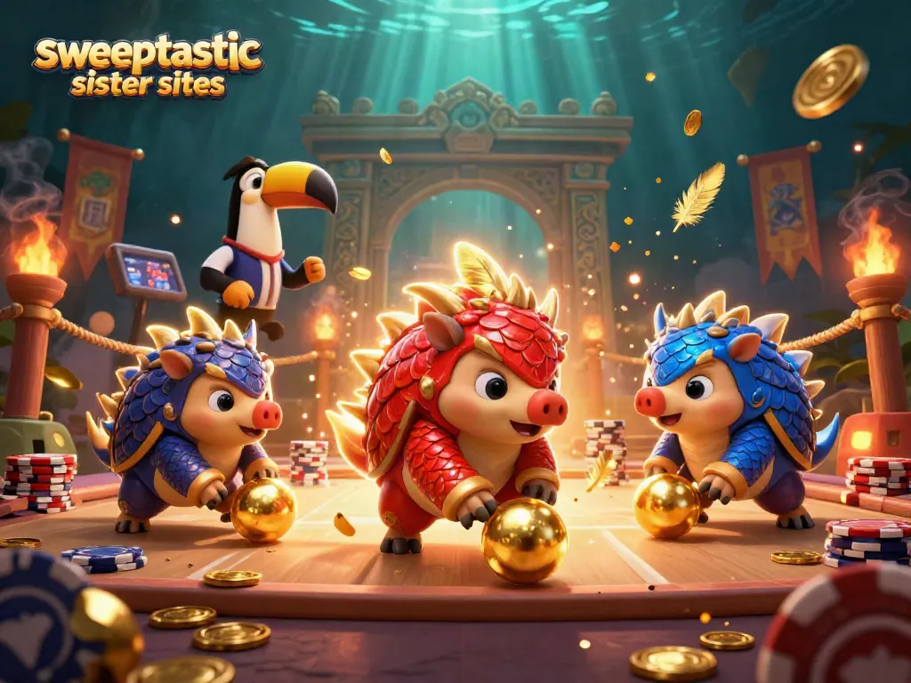 Explore Sweeptastic sister sites with thrilling pangolins rolling through poker chips