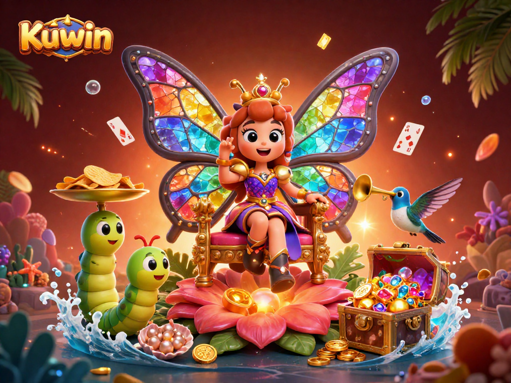 Kuwin presents a vibrant 3D casino scene featuring dynamic gameplay elements and engaging characters.