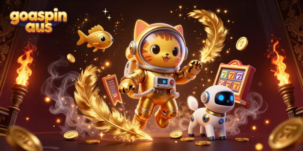 Experience goospin aus with fun golden elements and immersive gaming features in this vibrant scene.