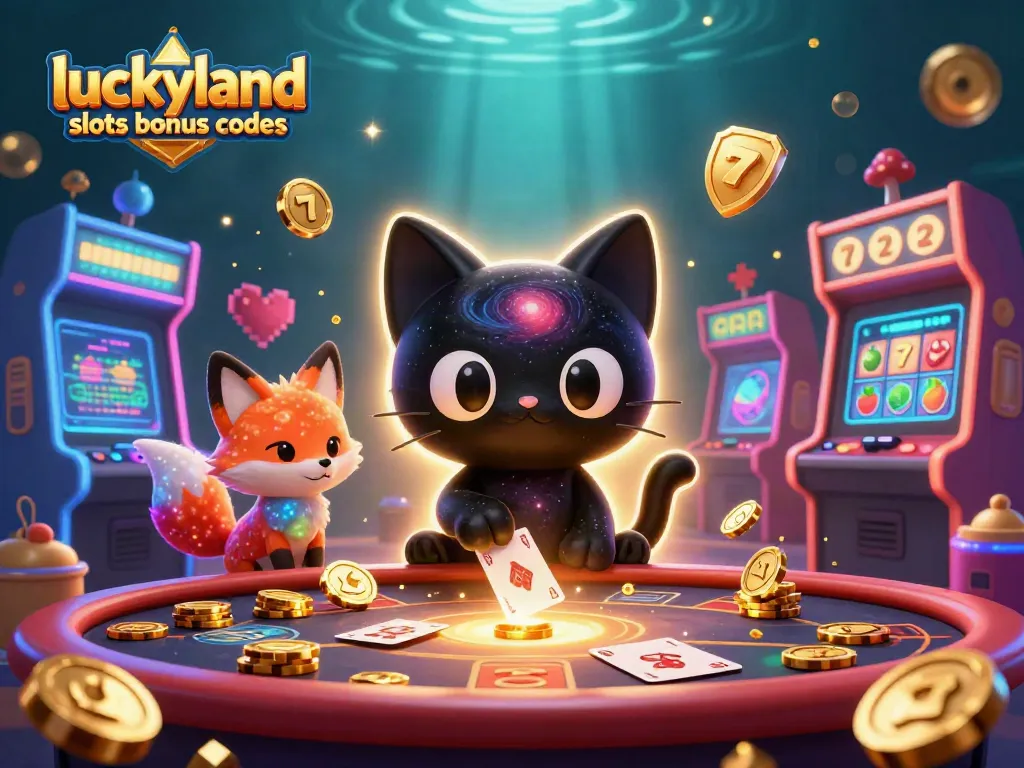 Experience winning with LuckyLand Slots bonus codes amidst vibrant cosmic casino action