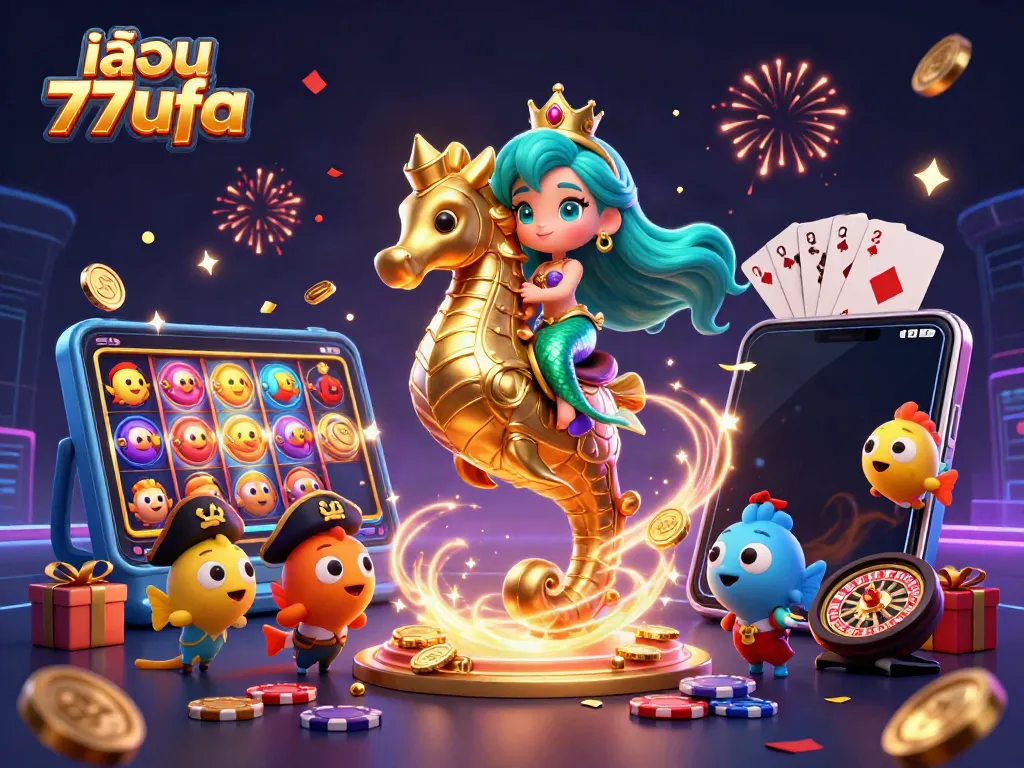 Engage in vibrant gaming excitement playing 77ufa with a colorful underwater adventure scene filled with treasure