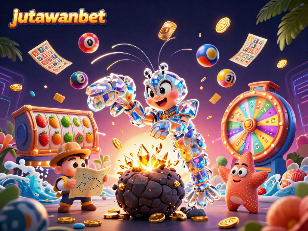 Experience thrilling slots at jutawanbet with vibrant prizes, spinning wheels, and winning moments!