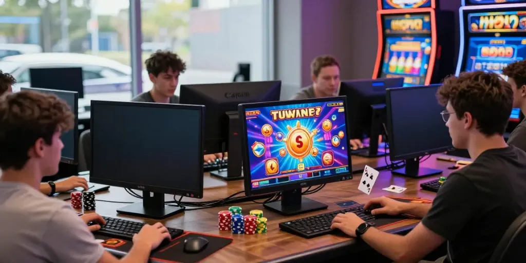 Akunjp's vibrant online gaming scene showcasing players enjoying immersive games and celebrating wins.