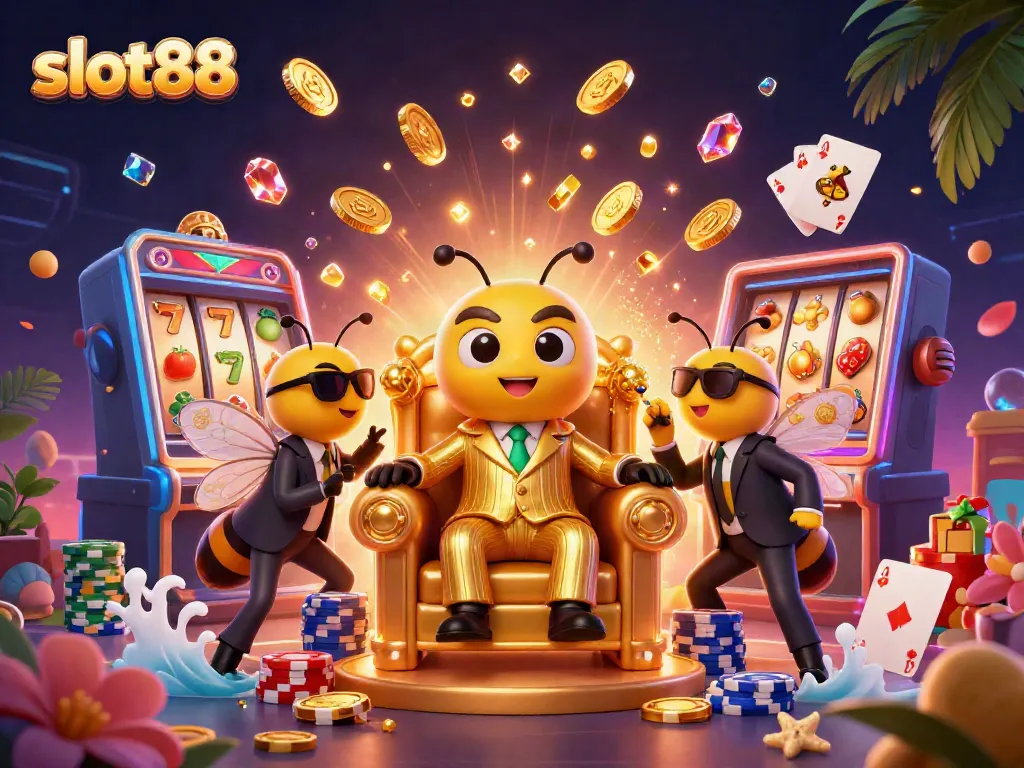 Menangkan jackpot dengan slot88 dalam ilustrasi kasino digital yang penuh warna.