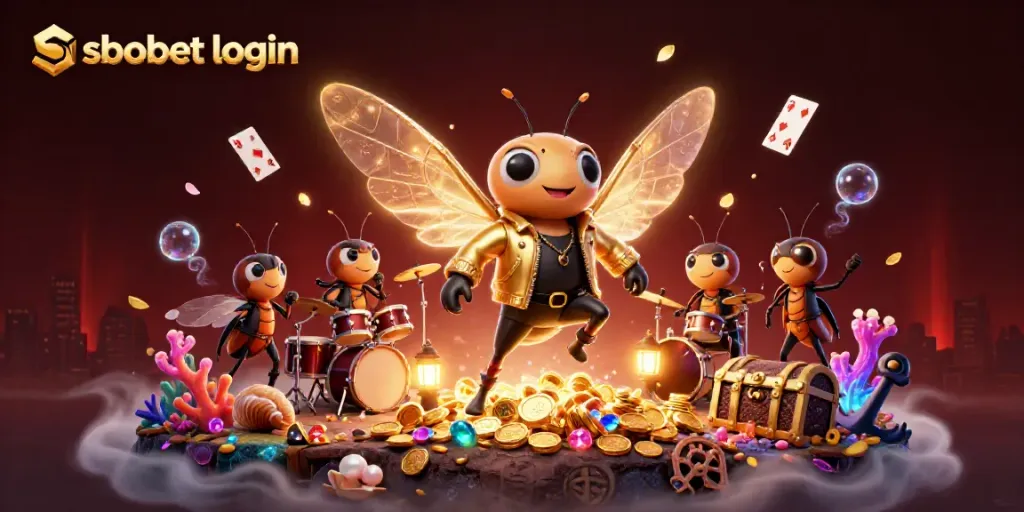 Experience the excitement of sbobet login with dynamic 3D characters in a vibrant casino scene.