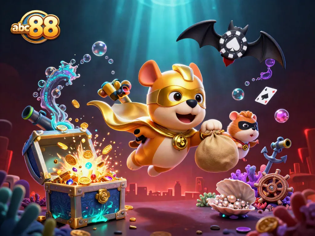 Experience the thrill of abc88 as a superhero dog and sidekick navigate an exciting casino adventure.