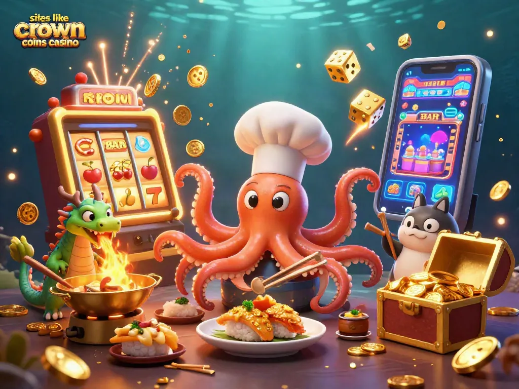 Engage with exciting games at sites like Crown Coins Casino while enjoying vibrant illustrations of winnings and festivities.