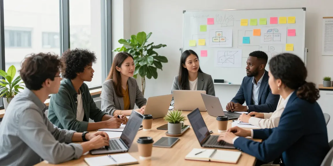 Lingkungan kerja kolaboratif di coworking space saat brainstorming, dengan kata kunci coloksgp