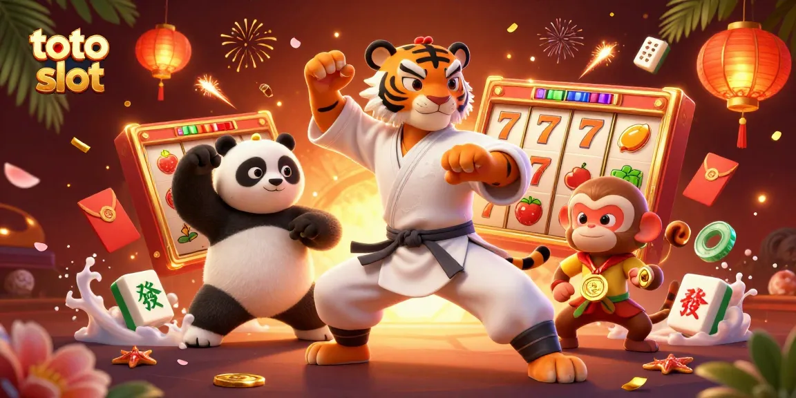 Menangkan permainan toto slot dengan menangkap medali emas di antara karakter kartun 3D.
