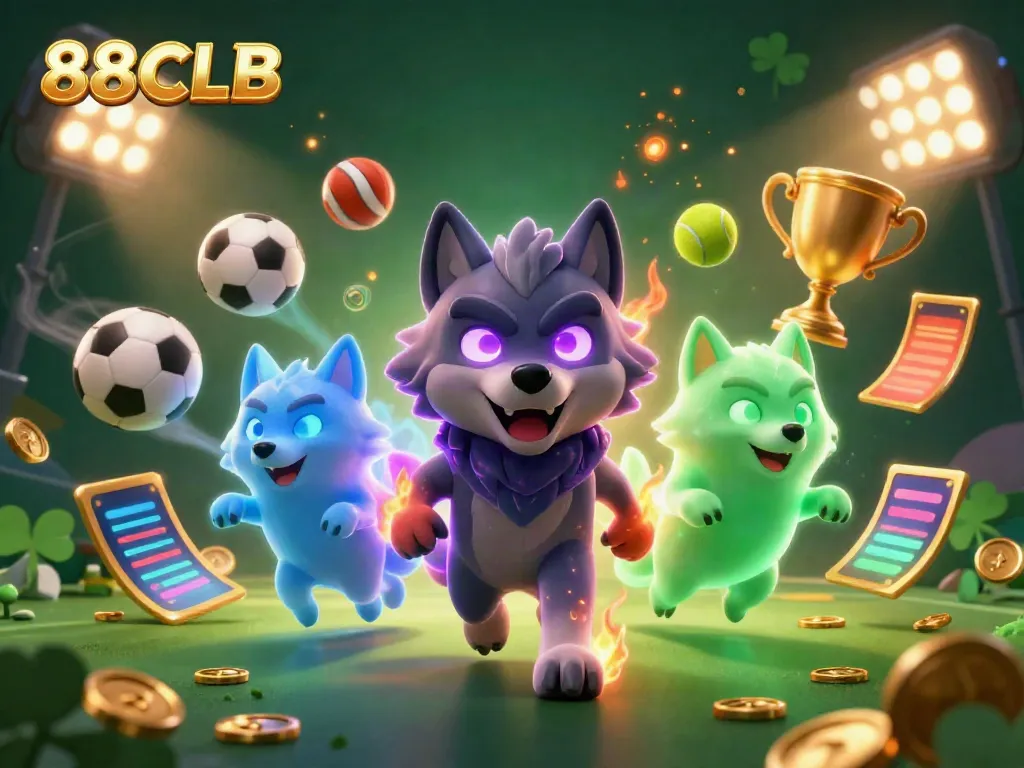 Experience thrilling sports betting at 88CLB with ghostly wolves amid dynamic game action.
