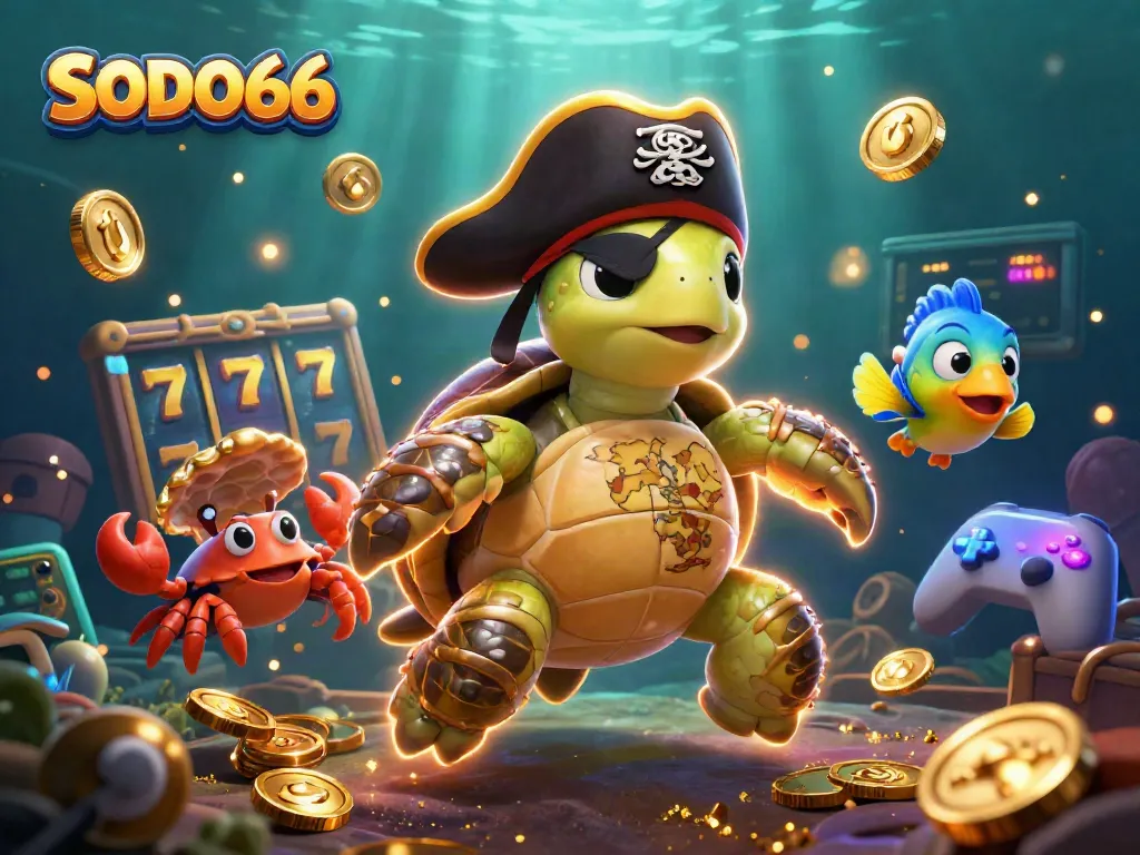 SODO66 unlocks winning opportunities with vibrant 3D slot reels and treasure in this engaging illustration.