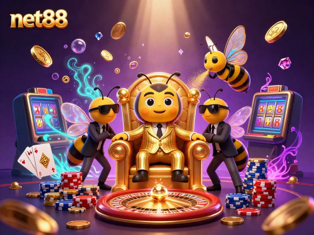 Explore exciting gambling adventures at net88, featuring vibrant casino elements and dynamic characters.