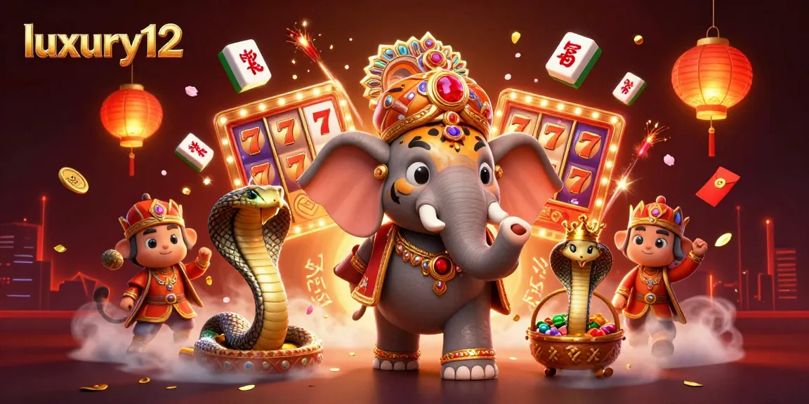 Experience luxury12 in a vibrant 3D illustration of a maharaja riding an elephant surrounded by dazzling casino elements.
