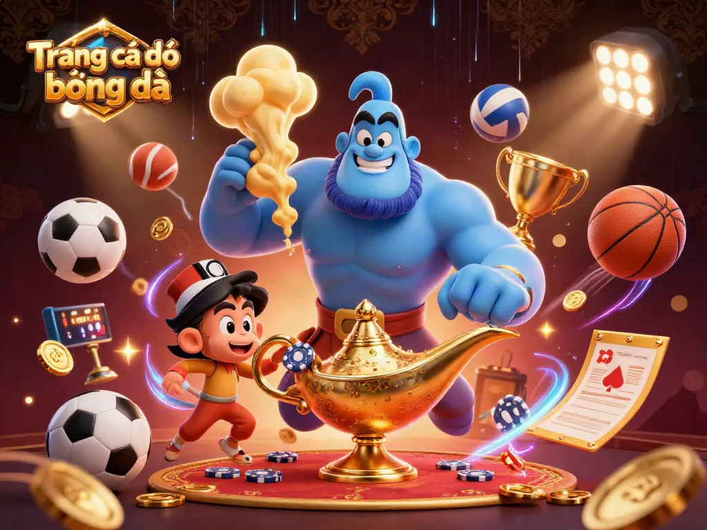 Engage in Trang cá độ bóng đá with dynamic sports elements and magical figures in a vibrant scene.