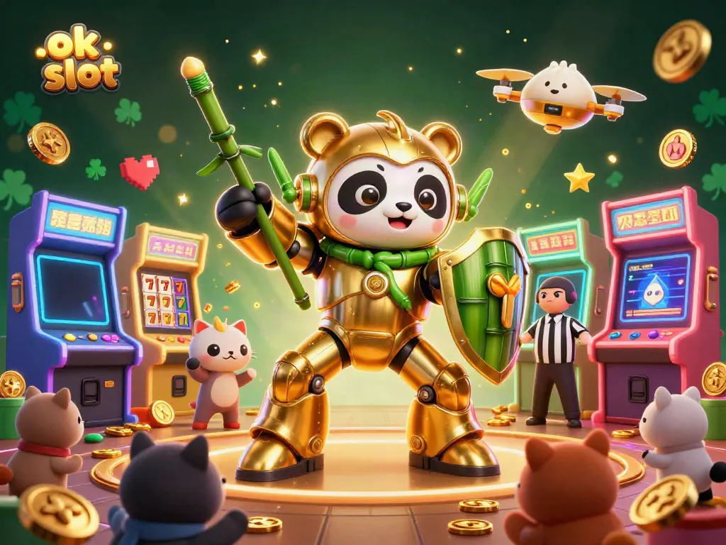 สนุกกับโลกของสล็อตออนไลน์ที่ ok slot โดยมีหมีทองและการต่อสู้ในอารีน่า