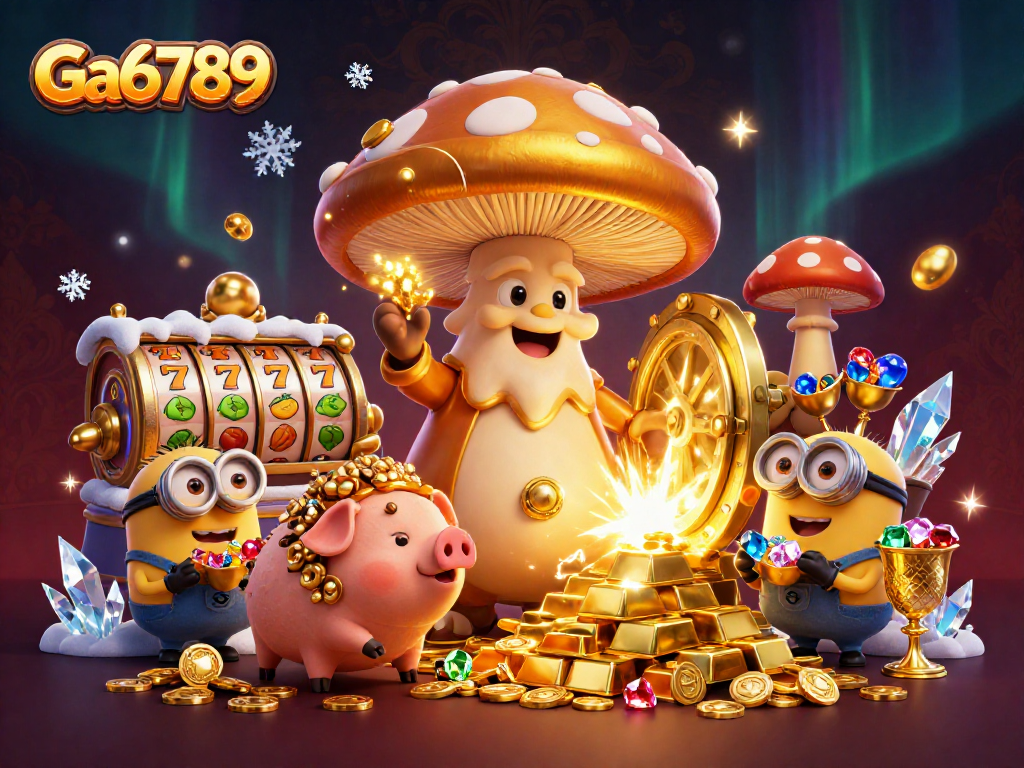 Ga6789 ignites excitement with a magical casino scene filled with treasure and slots.