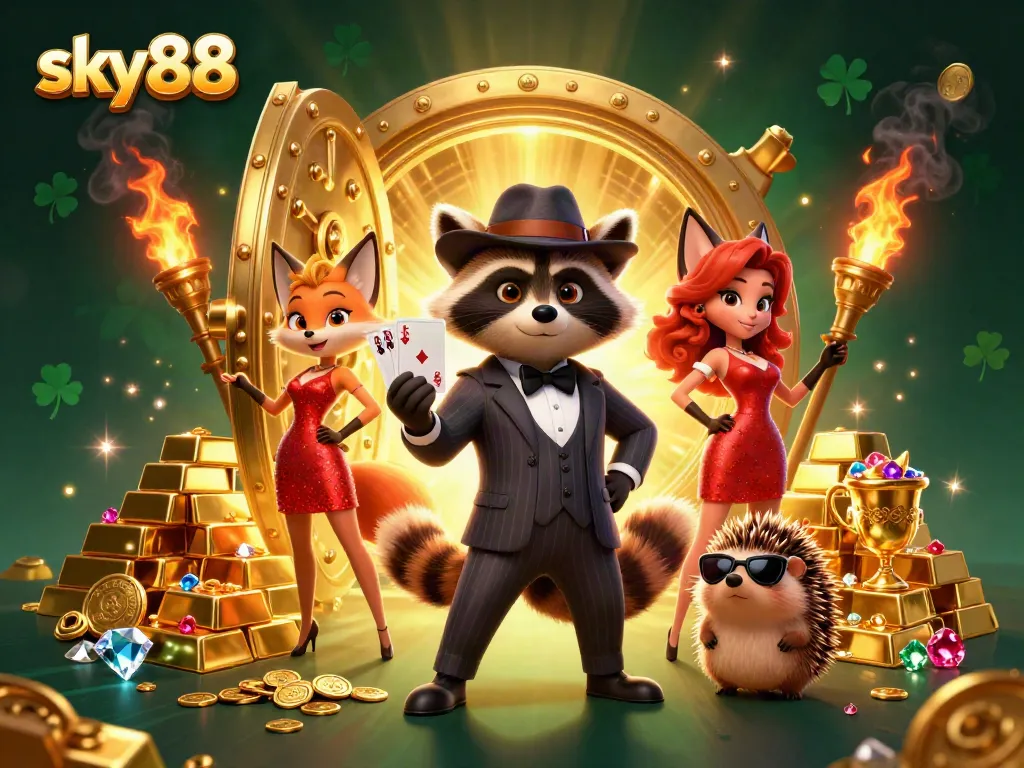 Experience thrilling wins with sky88's charming characters in a captivating casino atmosphere.