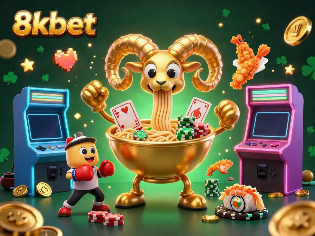 Experience the excitement of 8xbet with colorful characters and dynamic casino elements in a vibrant 3D scene.