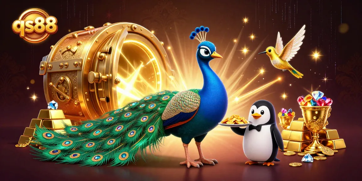 Experience the thrill of winning at qs88 in a dazzling 3D casino scene with rich treasures.
