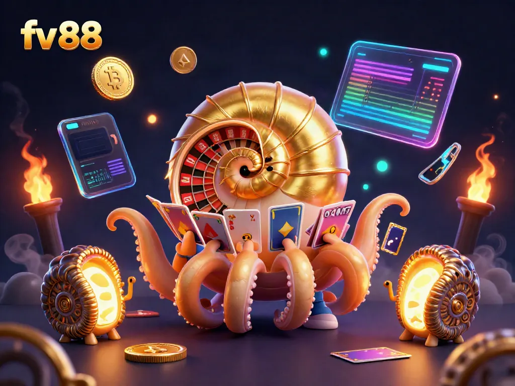 Experience the excitement of fv 88 casino with a magical 3D illustration showcasing dynamic gaming elements and vibrant characters.