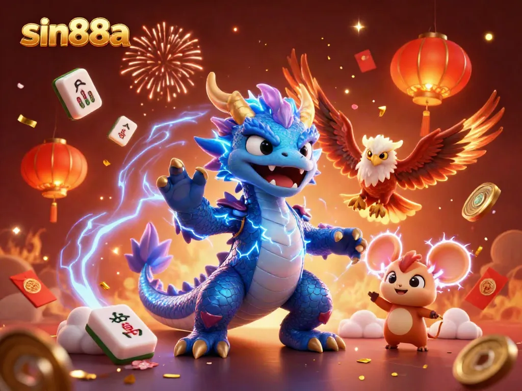Experience exciting gaming at sin88a with dynamic characters and festive casino elements.