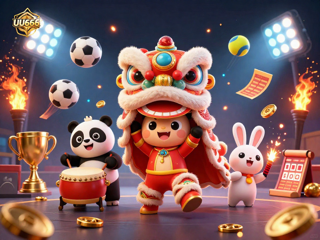 Experience thrilling moments at UU666 with a vibrant lion dance and dynamic sports betting elements.
