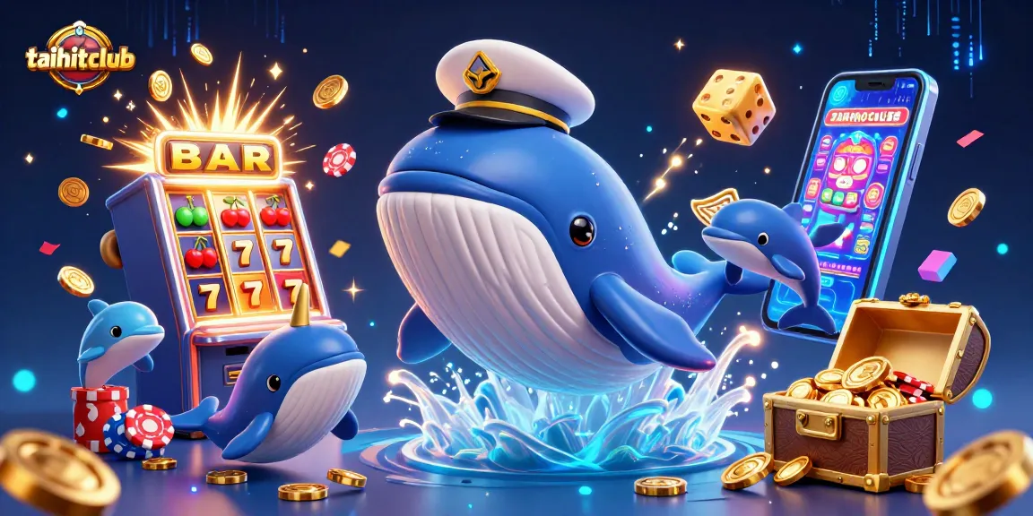 Join the excitement at taihitclub with a vibrant scene of casino games and playful sea creatures.
