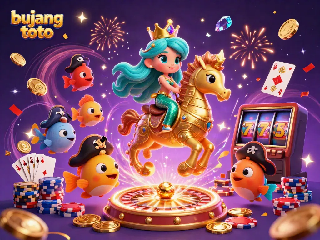 Experience the excitement of bujang toto with a vibrant 3D illustration showcasing casino elements.