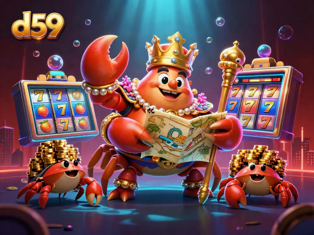 Experience winning with d59's golden crab emperor in a vibrant slot game adventure.