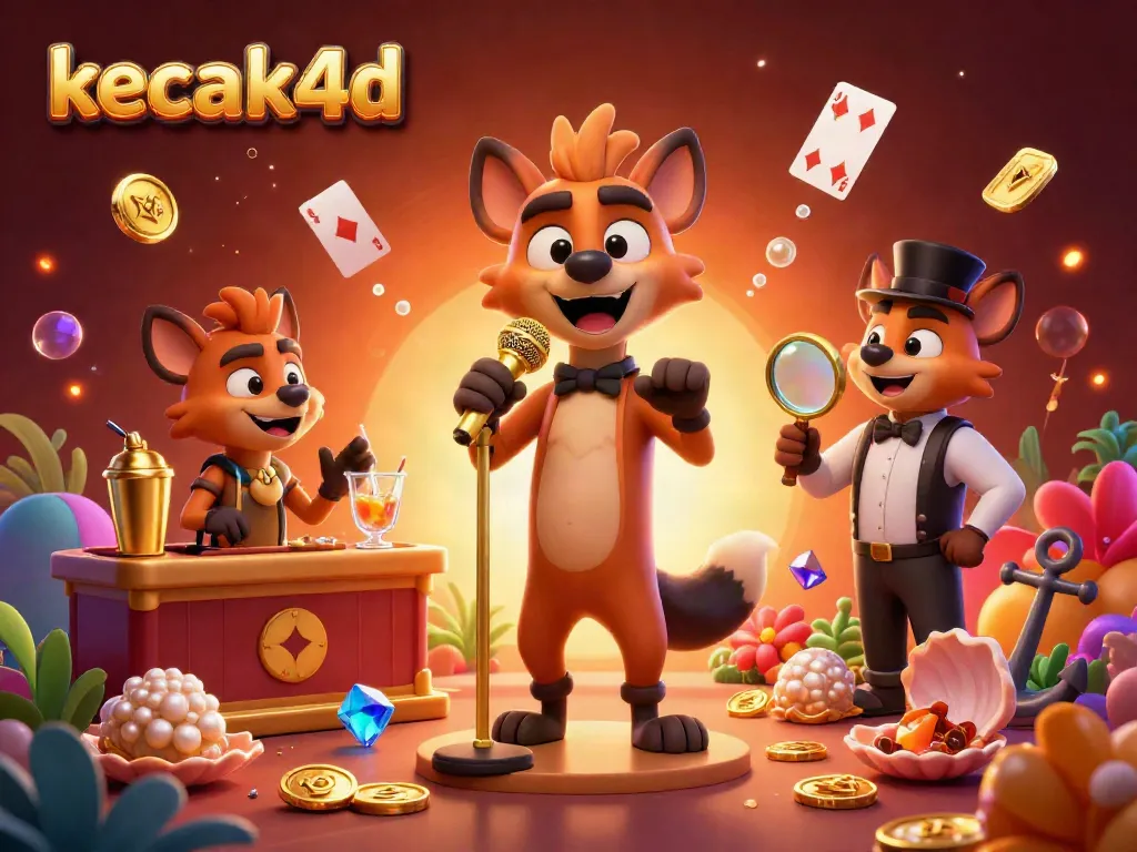Experience the excitement of kecak4d at a lively casino with hyenas performing fun roles in a vibrant scene.
