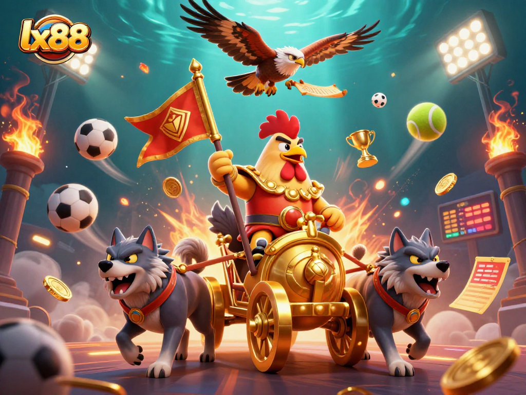 Experience the thrill of lx88's betting adventure with iconic gambling symbols