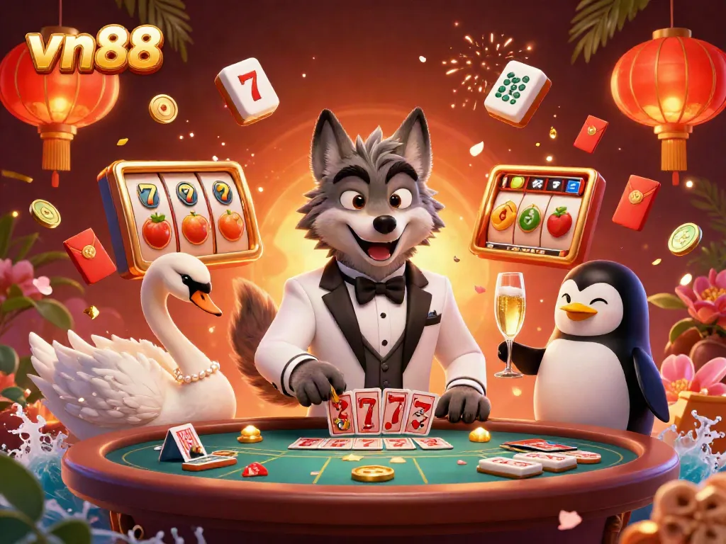 Experience thrilling gameplay with vn88 at a colorful 3D casino featuring engaging characters and vibrant elements.